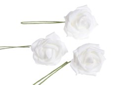 Hlavička pěnové růže na drátku 7cm/dl.25cm - 12ks
