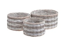 Proutěné obaly na květináče bílo-šedé – sada 3 ks, Ø 20–29 cm