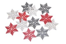 Vánoční výseky vločky, mix barev, 4 cm, 12 ks