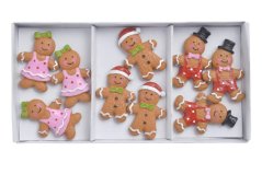 Vánoční dekorace perníkové postavičky 3cmLx0,7cmWx4,5cmH - 9ks