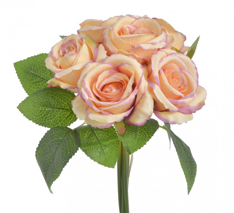 Růže s listy svazek 6 stonků, dl. 29 cm, barva 07