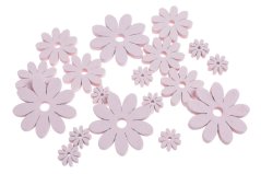 Dřevěné výseky ve tvaru kvítku 4-8cm - 18ks