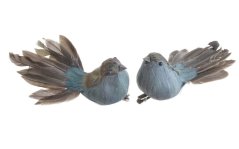 Dekorace péřový ptáček na klipu 12cmLx6cmWx5cmH - 2ks