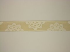 Jednobarevná tkaná stuha s potiskem a s drátkem 2,5cm/20m