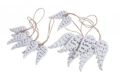 Vánoční dekorace vykrojená křídla závěs  6x5cm x 3ks, 4,5cm x 5ks.