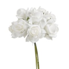Svazek hlaviček pěnových růží na drátku Ø7cm/dl.25cm - 8ks