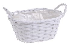 Oválný proutěný košík s uchy a s igelitem uvnitř 27 x 18 x H 12 cm