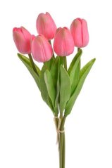 Svazek pěnových tulipánů s listy hlavička 4,5cm, dl. 32cm - 5ks