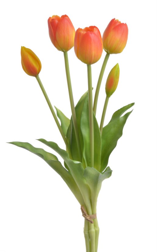 Svazek plastových tulipánů, hlavička 5cm, dl. celkem  40cm - 5 kusů