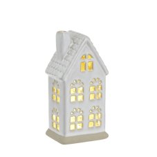 Dekorace svícen LED ve tvaru keramický domek .7cmLx5,5cmWx14,5cmH.