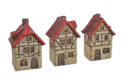 Dekorace domek keramika LED MIX 8cmLx6-6,5cmWx12cmH