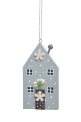 Dekorace dřevěný domek závěs 5,5cmL x 1cmW x 10cmH