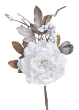 Květ umělé pivoňky s doplňky a lístky, květ Ø 9cm, zápich dl. 33cm_05