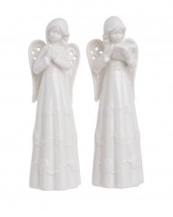 Dekorace anděl porcelánový 4cmLx4,5cmWx13cmH - 2 druhy