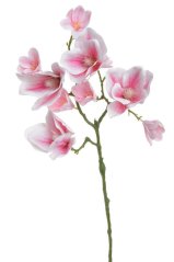 Umělá květina magnolie s listy - 4 květy a 6 poupat dl. 58cm