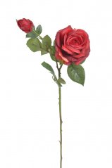 Umělá exkluzivní růže s květem a poupětem. květ Ø10cm/celkem dl.69cm