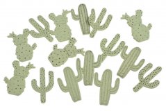 Dřevěné výseky ve tvaru  kaktus 7cm - 15ks