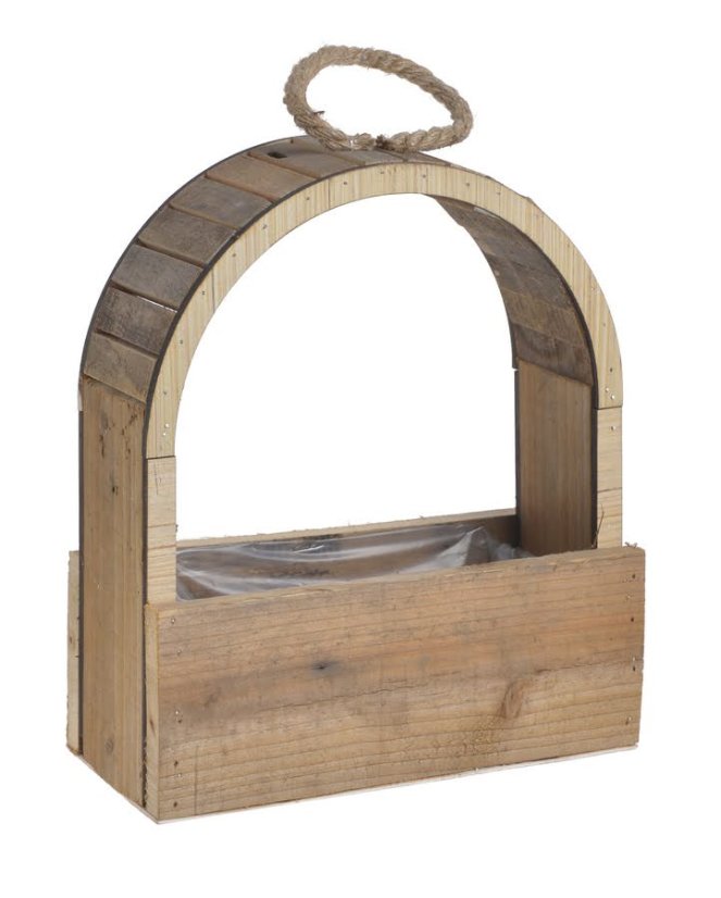 Dřevěná nádoba s igelitem uvnitř  12cmL x 26cmW x 31cmH - závěs