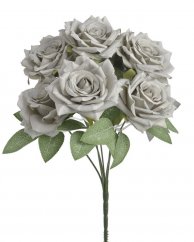 Kytice umělých rozvitých růží, květ Ø 8cm/dl. celkem 30cm