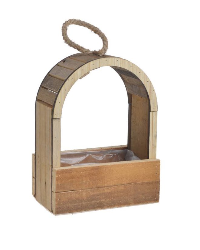 Dřevěná nádoba s igelitem uvnitř  12cmL x 20cmW x 26,5cmH - závěs
