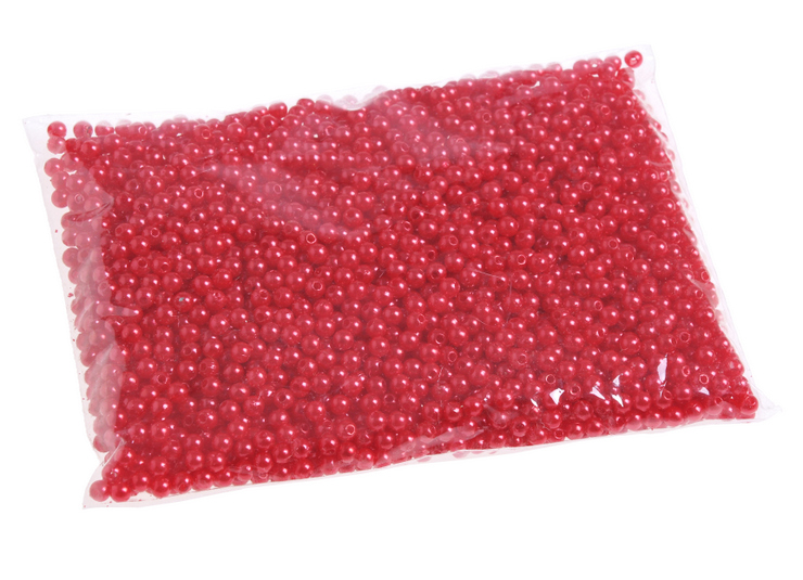 Dekorace plastové perličky Ø 4mm/100g - Barva: Červená
