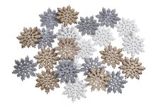 Vánoční dekorace dřvěná vločka 5cm∅ x 0,5cmW.. 24ks