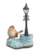 Malovaný plastový ptáček u svítící lampy 15 cm - 4 kusy
