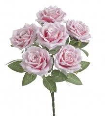 Kytice umělých rozvitých růží, květ Ø 8cm/dl. celkem 30cm