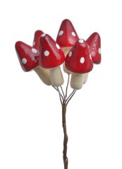 Umělé muchomůrky na drátku 4,5cm/dl. 10cm - 6ks/12svazků
