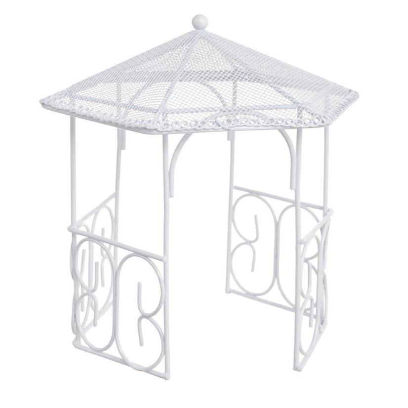 Kovová dekorace altán H17cm x 15 x 14 cm - bílý