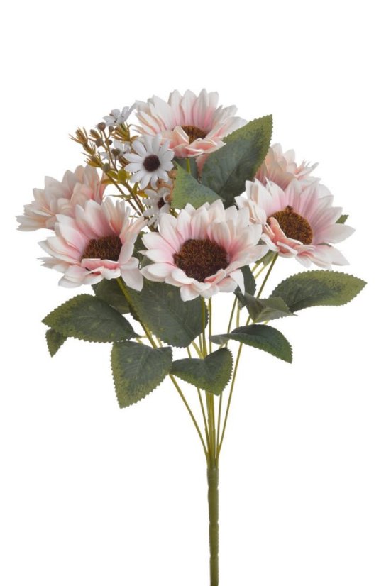 Kytice umělých květů s doplňky a listy květ Ø 9cm dl. 48cm