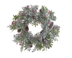 Umělý věnec z různých větviček se šiškami Ø 34cm