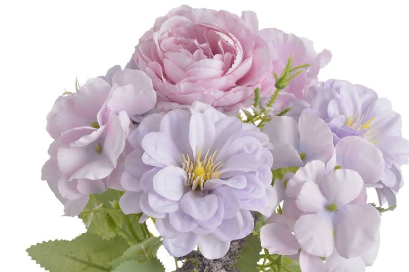 Umělá míchaná kytice z pivoňky, hortenzie a dahlie dl. celkem 28cm