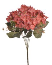Kytice umělých hortenzií 7 květů s listy a doplňky, květ 10cm, dl.42cm