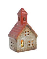 Dekorace keramický kostel s LED osvětlením 7,6cmLx6cmWx13,5cmH