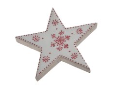 Dekorace dřevěná hvězda s ornamenty 17cmLx2,5cmWx15,5cmH