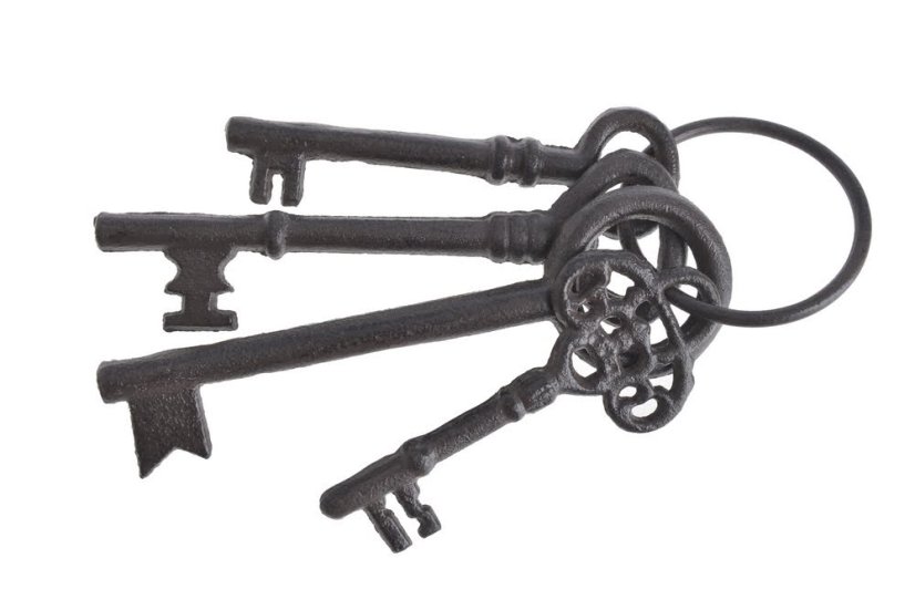 Dekorace svazek kovových klíčů  5,5cmL x 1cmW x 12,5-18cmH