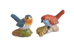 Keramický ptáček, 2 druhy 3,5 - 4,5cm - 2ks