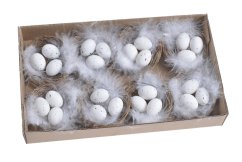 Velikonoční dekorace hnízda se třemi vajíčky - 8ks