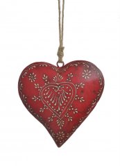 Dekorace - plechové barvené srdce s ornamenty 15x15cm..14,5cmLx3cmWx15cmH
