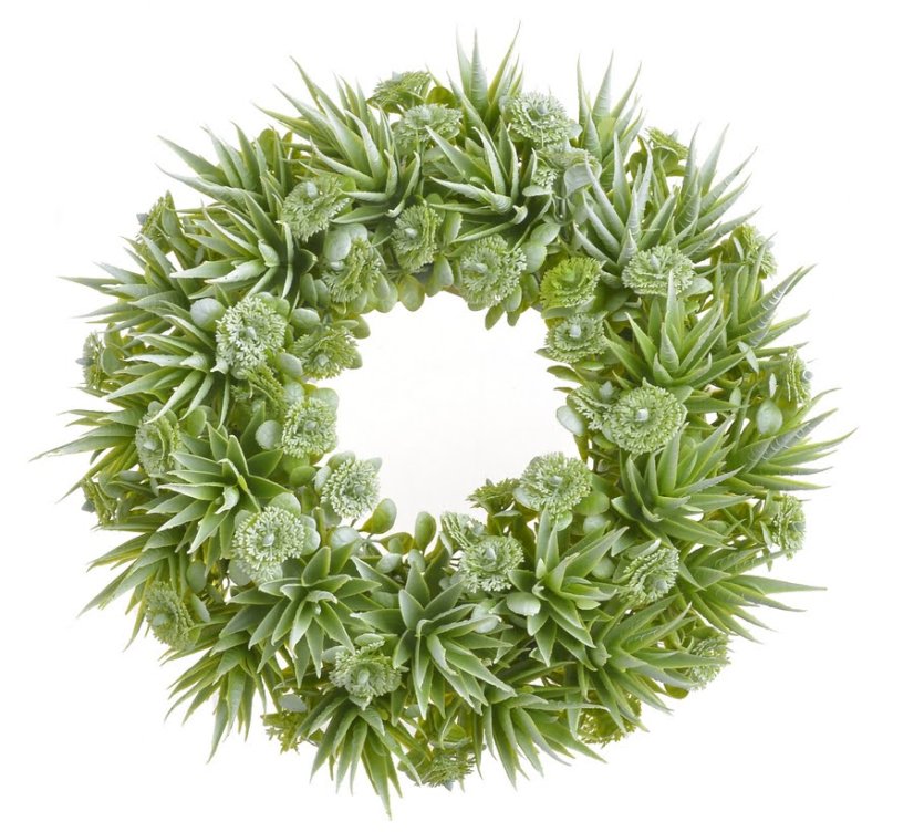 Dekorační věnec ze sukulentů a větviček travin Ø 34cm