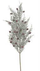 Vánoční dekorace posněžená větev thuje se šiškami, dl. 65cm