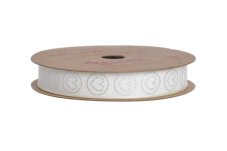 Tkaná stuha s monofilem 1,2cm x10m - stříbrný potisk
