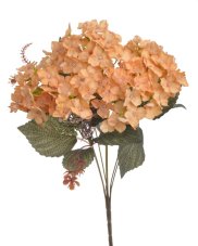 Kytice umělých hortenzií 7 květů s listy a doplňky, květ 10cm, dl.42cm