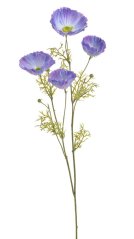 Umělý kvetoucí vlčí mák s listy, květ Ø 8cm, dl. 72cm