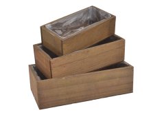 Sada dřevěných truhlíků 20 x 10 x 6 cm, 24 x 12 x 7 cm, 28 x 14 x 8 cm -3 ks
