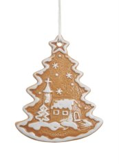 Vánoční dekorace keramický perníkový stromek 8,5cmL x 1cmW x 10,5cmH - závěs