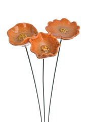 Dekorace keramický kvítek na drátku (5,1cmL x 4,9cmW x 2,9cmH)