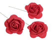 Hlavička pěnové růže na drátku Ø 6cm/dl.8cm - 8ks