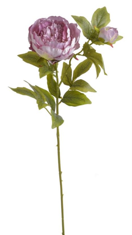 Umělá pivoňka s květem a poupětem, květ Ø10cm, celková dl.67cm
